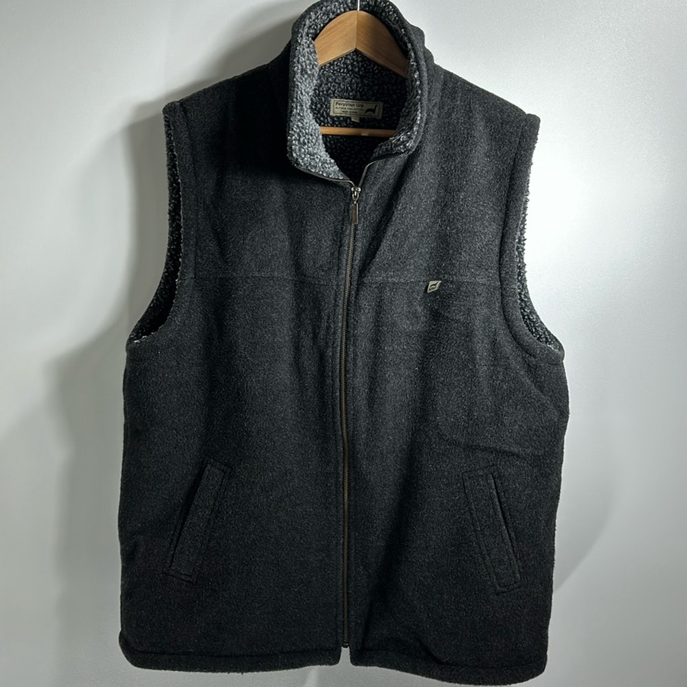 Peruvian Link alpaca collection Grey full zip vest size XL